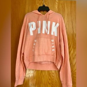 PINK Victoria Secret Light Peach Cropped Hoodie | M